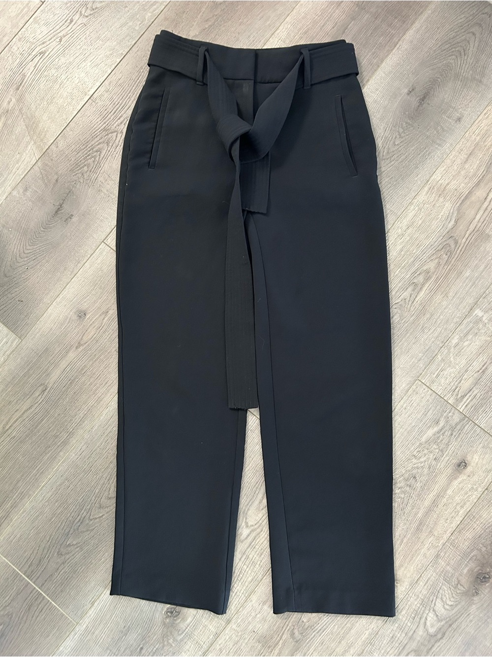 Wilfred Black Straight-Leg Tie Front -Waist Pants
